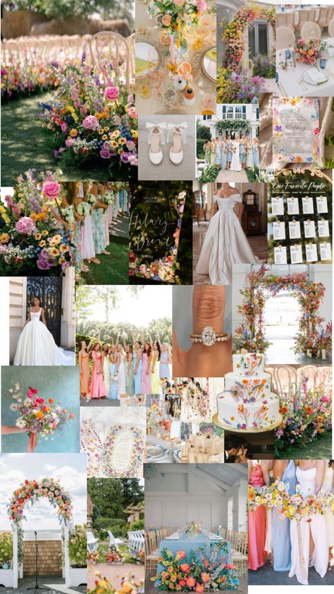 Pastel Wedding Theme, Wildflower Wedding Theme, Wedding Reception Design, Dream Wedding Decorations, May Weddings, Dream Wedding Ideas Dresses, Wedding Theme Colors, Future Wedding Plans, Garden Party Wedding