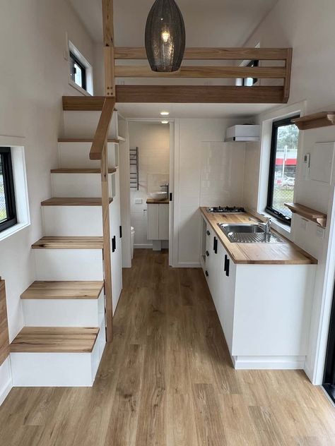 Farmstead Kitchen, Airbnb Business, Tiny Loft, Loft House Design, A Frames, Tiny House Stairs, Small Tiny House, Tiny House Interior Design, Shed To Tiny House