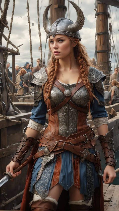 Female Viking Costume, Viking Ideas, Valkyrie Norse, Wallpaper For Ios, Female Swordsman, Viking Shield Maiden, Viking Queen, Viking Warrior Woman, Viking Ships