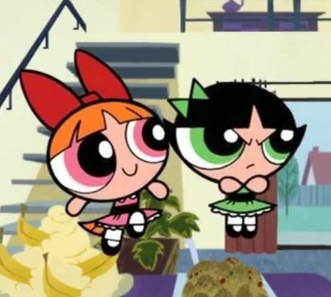 Girl Duos Cartoon, "eww Look At That Duo", 2000 Cartoon Characters, Iconic Female Duos, Cartoon Duos, Blossom And Buttercup, Movie Duos, Powerpuff Kızları, Duo Costumes