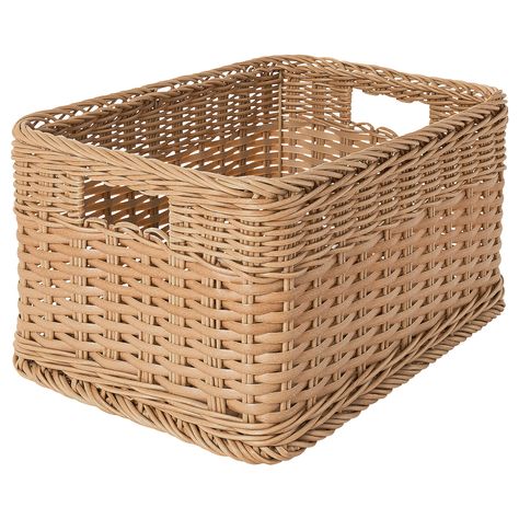 BEKNA Basket, plastic rattan, 9 ¾x13 ¾x7 ¾ ". Time to declutter your home? This basket is perfect for small things in the bathroom, hallway or wherever it is needed. Handwoven from plastic rattan – giving each basket a unique and natural look. Inside frame: Steel. Ikea Basket, Kallax Shelving Unit, Covered Balcony, Ikea Ireland, Picture Ledge, Billy Bookcase, Ikea Family, Lift And Carry, Declutter Your Home