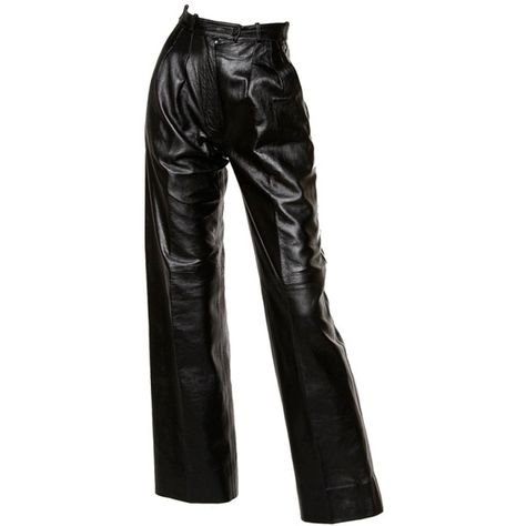 Preowned Yves Saint Laurent Vintage 1980's Black Leather Lambskin... (1.575 DKK) ❤ liked on Polyvore featuring pants, bottoms, black, leather, high waisted leather pants, high rise pants, 80s pants, leather pants and vintage high waisted pants Leather Pants High Waisted, 80s Leather Pants, High Waisted Leather Pants, 80s Pants, Saint Laurent Vintage, Png Clothes, Baggy Pants, Leather Trousers, Vintage Pants