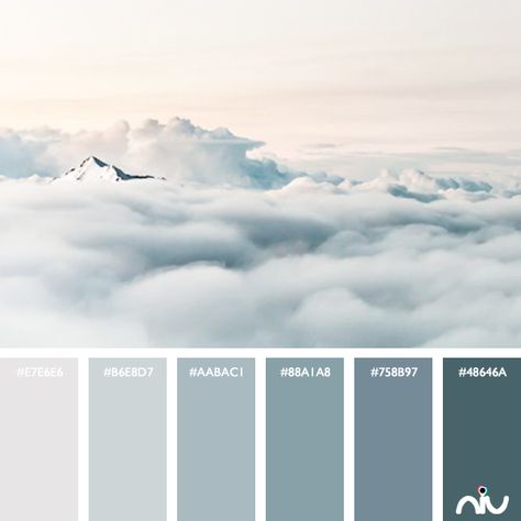 Clouds Color Palette, Dream Photo, Color Boards, Colour Mixing, Grey Clouds, Sky Color, Grey Skies, White Clouds, Color Theme