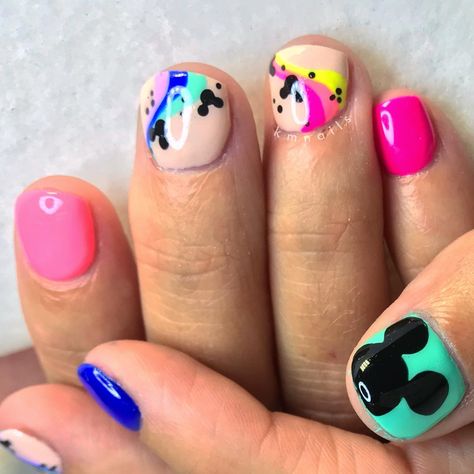 Disney Festival Of The Arts Nails, Bright Disney Nails, Summer Disney Nails, Pixar Nails, Bio Sculpture Nails, Disneyland Nails, Mouse Nails, Disney Inspired Nails, Minnie Mouse Nails