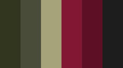 Potential color palette for her outfit Color Pallets For Outfits, Color Palettes For Characters, Emo Color Pallete, Emo Scene Color Palette, Silent Hill Color Palette, Color Schemes For Drawing, Dark Green And Red Color Palette, Dark Circus Color Palette, Color Palette Black Red