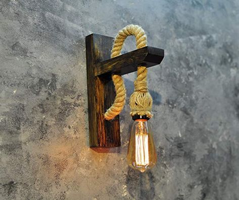 Edison Light Fixtures, Industrial Light Fixture, Wooden Sconces, Wood Wall Lamps, Lights Decoration, Edison Light, Industrial Wall Lamp, Rustic Light Fixtures, Luminaire Vintage