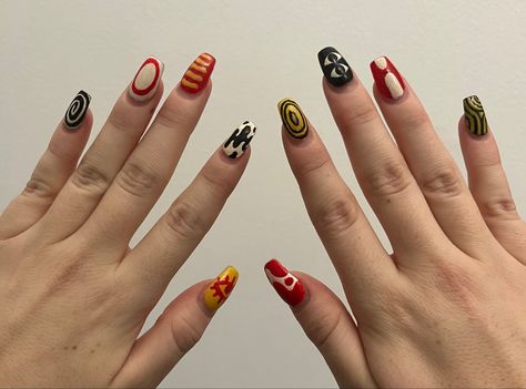 #nails #nailart #nailinspiration #naildesign Mismatched Nail Art, Mismatched Nails, Nails Nailart, Nails Inspiration, Nail Designs, Nail Art, Black And White, Nails, Yellow