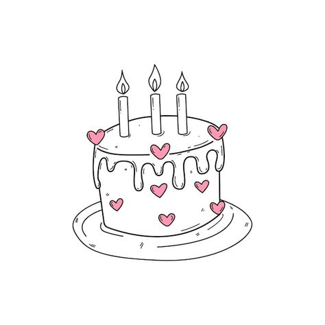 Birthday cake in doodle style | Premium Vector #Freepik #vector #anniversary-cake #birthday-cake #cute-cake #food-birthday World Of Wonder, Magical Moments, Birthday Happy, Mini Drawings, Cozy Corner, Cute Characters, Adult Coloring Pages, Coloring Pages For Kids, Cool Art