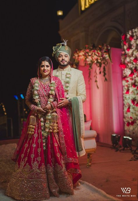 Technical Shubham Official Wedding Cupal Dresses Indian, Pink Couple Outfit, Love Poses Couple, Hot Pink Bridal Lehenga, Cupal Pose, Dulha Outfit, Pink Bride And Groom, Couple Wedding Poses, Rani Pink Lehenga