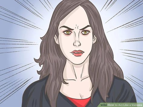 4 Ways to Act Like a Vampire - wikiHow Fun How To Act Like A Vampire, How To Be A Vampire, How To Become A Vampire, Vampire Biting Neck Drawing, Vampire Art Aesthetic, Neck Reference Drawing, Vampire Biting Neck, Vampire Fang Aesthetic, Neck Drawing Reference