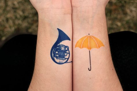 Himym Himym Tattoo Ideas, Himym Tattoo, Mother Tattoo Ideas, Swedish Colors, Ami James, Mother Tattoo, Yellow Tattoo, Umbrella Tattoo, How Met Your Mother