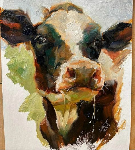 Animals Reference, Cow Paintings, Cow Artwork, Highland Cow Painting, Farm Paintings, Oil Painting Inspiration, Animal Illustration Art, Cow Pictures, Landscape Abstract