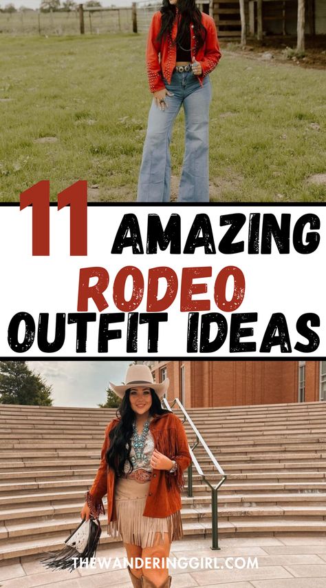 Looking for the best rodeo outfits? We've got you covered! This post shows you 11+ amazing rodeo outfit ideas including winter rodeo outfits, casual rodeo outfits, rodeo outfits for women summer, rodeo outfits, rodeo outfits fall, black rodeo outfits, cowboy outfits, and more. Woman Rodeo Outfit, Fall Rodeo Outfits For Women, Rodeo Chic Outfits, What To Wear To A Rodeo, Simple Rodeo Outfits For Women, Rodeo Style Outfits, Dressy Cowgirl Style Outfits, Rodeo Outfits For Women Winter, Winter Rodeo Outfit