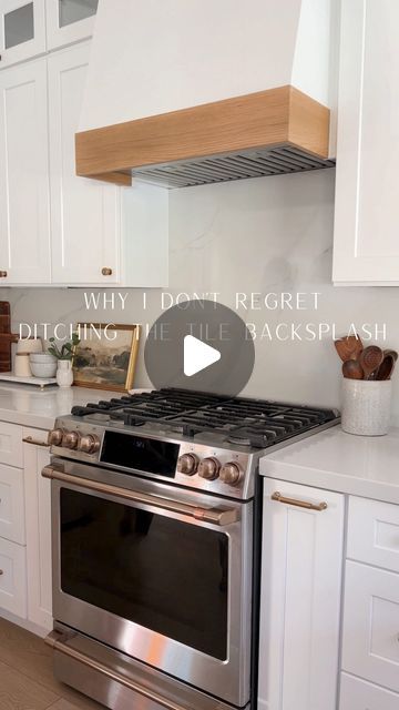 Kelly Lynn on Instagram: "Need I say more? No grout lines to clean grease out of is a yes for me. I love a slab backsplash. 

-

-
-
#homedecor #interior #decor #diyhome #interiordesign #home #homesweethome #kitchendesign #edesigner #edesign #kitchen #kitchenbacksplash #homerenovation" Slab Kitchen Backsplash, No Grout Backsplash, No Backsplash Kitchen, Slab Backsplash Kitchen, Grout, Kitchen Backsplash, Backsplash, Home Renovation, Kitchen Design