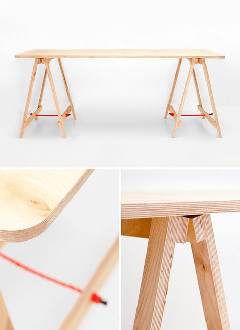 Tressel Table, Plywood Desk, Plywood Table, Trestle Table, Plywood Furniture, Furniture Hacks, Blonde Brunette, Eyes Model, Jewelry Model