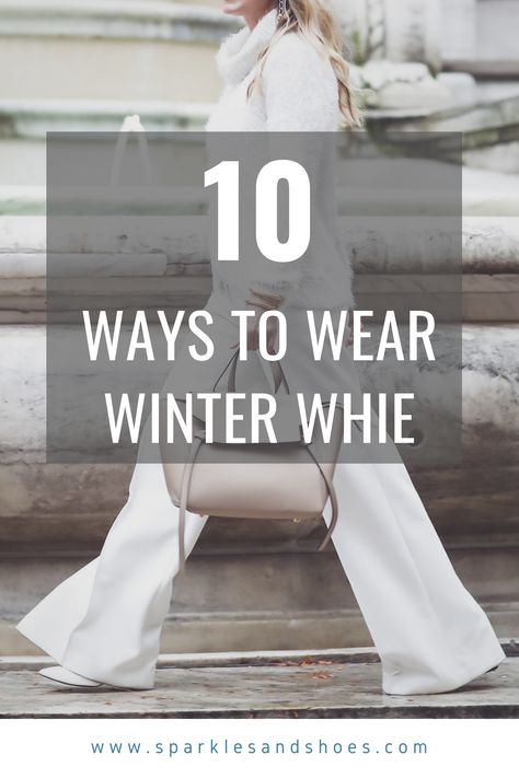 10 Ways to Wear All White This Winter White Dress In Winter Outfit, White Purse Winter Outfit, White Trouser Winter Outfit, How To Style White Jeans Winter, Cream Monochrome Outfit Winter, Ivory Coat Outfit Winter, Off White Pants Outfit Winter, Wearing White In Winter, How To Style White Jacket