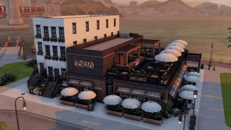 San Myshuno Brewing Co. ♡ - NO CC | Patreon Sims 4 Restaurant, The Sims 4 Lots, Cc Patreon, San Myshuno, Sims 4 House Building, Sims 4 House Plans, Sims 4 House Design, Sims Building, Sims Four