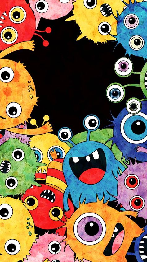 Fun Cool Scary Monster wallpaper by Koteto - 6c - Free on ZEDGE™ Monster Mash Wallpaper, Doodle Art Wallpaper Iphone, Iphone Wallpaper Doodle, Cute Monster Wallpaper, Doodle Wallpaper Iphone, Monster Inc Wallpaper, Fun Wallpaper Iphone, Monsters Aesthetic, Funky Backgrounds