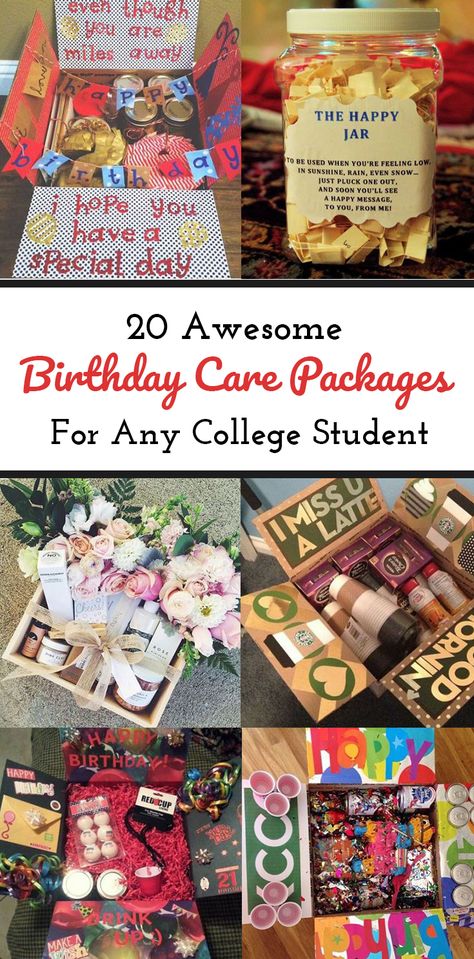 Care Packages, Birthday Care Package, Diy Care Package, Birthday Present For Boyfriend, Birthday Care Packages, Student Birthdays, Birthday Packages, College Care Package, Birthday Crafts