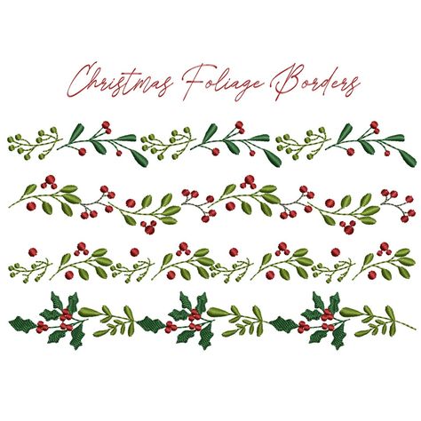 4 Christmas Borders for Machine Embroidery Mistletoe Holly - Etsy Christmas Borders, Christmas Ceramics, Christmas Border, Holiday Floral, Border Embroidery, Flower Border, Christmas Embroidery, The Design Files, Christmas Floral