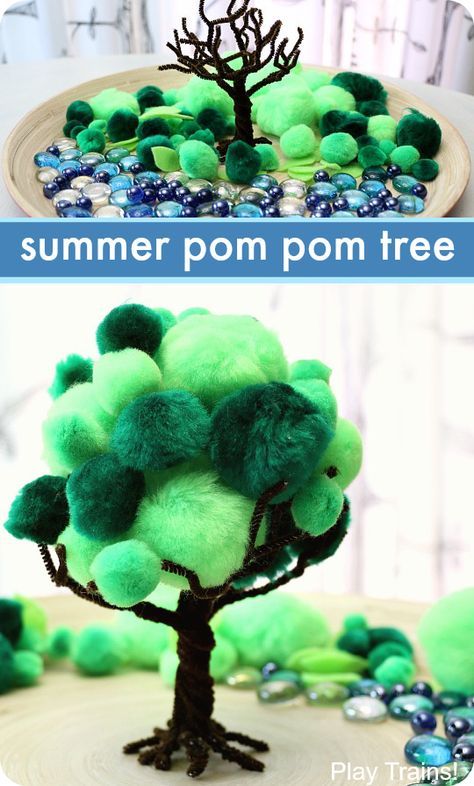 Pom Pom Tree, Fine Motor Activity, Pipe Cleaner Crafts, Pom Pom Crafts, Small World Play, Fine Motor Activities, Motor Activities, Tree Crafts, Summer Crafts