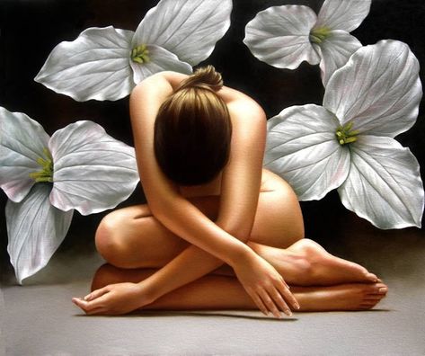 pinturas al oleo de Renso Castaneda, cursos de pintura al oleo, como pintar al oleo, aprende a pintar al oleo, cursos de pintura online Surrealism Painting, Art Oil, Oil Painting On Canvas, The National, Female Art, Surrealism, Art Girl, White Flowers, Beautiful Art