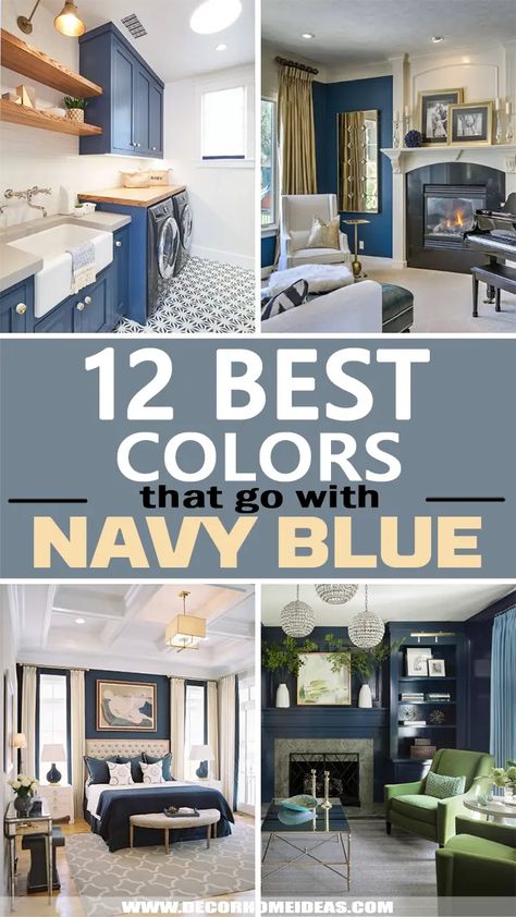 Blue Accent Wall Living Room, Blue Living Room Color Scheme, Blue And Cream Living Room, Navy Blue Couches, Blue Living Room Color, Navy Blue Houses, Blue Family Rooms, Navy Blue Rooms, Navy Blue Furniture