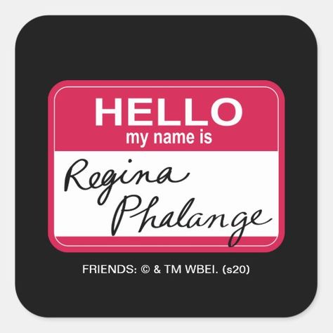 FRIENDS™ | Hello My Name is Regina Phalange #Invitation #card #template #design #pinterestquotes #pinterestideas #pinterestmom #pinterestwedding #aesthetic #love #art #pinterestsuccess Regina Phalange, Invitation Card Template, Hello My Name Is, Pattern Graphic, Wedding Pinterest, Name Tags, Invitation Card, Gift Wrapping Supplies, My Name Is