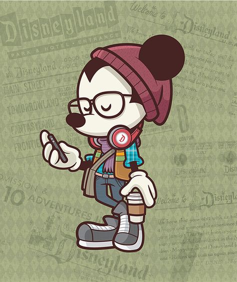 Thanks to Disney Examiner for this post!  Hipster Mickey. The picture really doesn't need explaining. Mickey Mouse like you've never seen him before - as a hipster. Croquis, Downtown Disney, Wallpaper Mickey Mouse, Hipster Disney, Images Disney, Disney Artists, Mickey Mouse Wallpaper, Disney Decor, Arte Disney