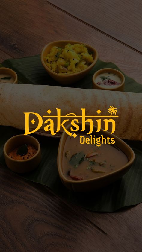 Create a unique and memorable brand identity for "Dakshin Delights," a South Indian restaurant that offers authentic and flavorful dishes inspired by the southern regions of India. The branding should reflect the rich cultural heritage, vibrant traditions, and warm hospitality of South India. South Indian Restaurant Logo, Indian Restaurant Branding, Indian Restaurant Logo, Indian Branding, Hospitality Logo, Indian Logo Design, South Indian Restaurant, Spice Kitchen, Logo Reference