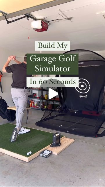 Andrew Train, Realtor 🏡 on Instagram: "🚫 No more shanks this year boys, here's how I built my budget garage golf simulator ⛳️🏌️  How much it cost ⬇️  Skytrak Launch Monitor $1,000 Sigpro Softy Hitting Strip $250 Sporina SPG-7 Golf Net $290 Artificial Turf $50 Adhesive Glue $50 Wood Base/Sides $30 Foam Tiles $40 Rubber Tiles $40  DM me with any questions, get rid of your slice 2024 ✅  --- #diygolfsimulator #golfsimulator #garagegolf #golflife #golftips #drivertips #golf #diy #theboys #golflesson" Diy Golf Putter Stand, Golf In Garage, Garage Golf Organization, Diy Indoor Golf Simulator, Golf Simulator Garage Diy, Golf Simulator Room Garage, Diy Golf Mat, Backyard Golf Simulator, Golf Simulator Shed Design