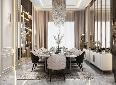 Glamorous Room Ideas for Stunning Glam Interior Design - Decorilla Neo Classic Dining Room, Classic Dining Room Design, Luxury Dining Room Decor, Dining Room Design Luxury, Interior Design Dining, Dining Interior, Classic Dining Room, Dinning Room Design, Interior Design Dining Room