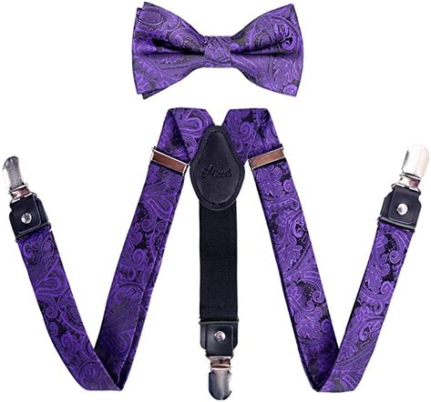 Amazon.com: Alizeal Boys Adjustable Floral Paisley Pre-tied Bow Tie and Elastic Y Shape 3 Clips Suspenders Set, Dark Purple: Clothing, Shoes & Jewelry Purple Suspenders, Purple Clothing, Suspenders For Boys, Santa Pictures, Suspenders Set, Pre Tied Bow Tie, Neck Ties, Sell On Amazon, Cute Images