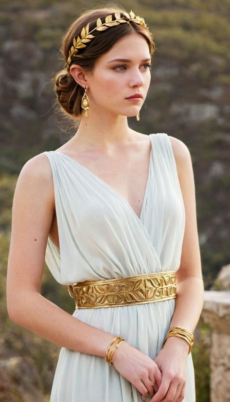 Greek Dress Goddesses, Greek Goddess Outfit, Ancient Greek Dress, Ancient Greece Fashion, Greek Outfit, Greek God Costume, Greek Goddess Dress, Greek Dress, Greek Costume