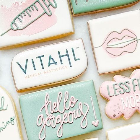 Melissa Parker on Instagram: "Hello Gorgeous!! I had so much fun making these for the @vitahlmed grand opening! #botoxcookies #grandopening #butfirstbotox #spacookies #nashvillecookies #nashvillesmallbusiness #nashvillemoms #lessfiltersmorefillers" Medical Spa Open House Ideas, Medical Spa Grand Opening Ideas, Medical Spa Grand Opening, Medspa Open House Ideas, Spa Grand Opening Party Ideas, Grand Opening Salon Ideas, Med Spa Grand Opening Ideas, Med Spa Grand Opening, Botox Cookies