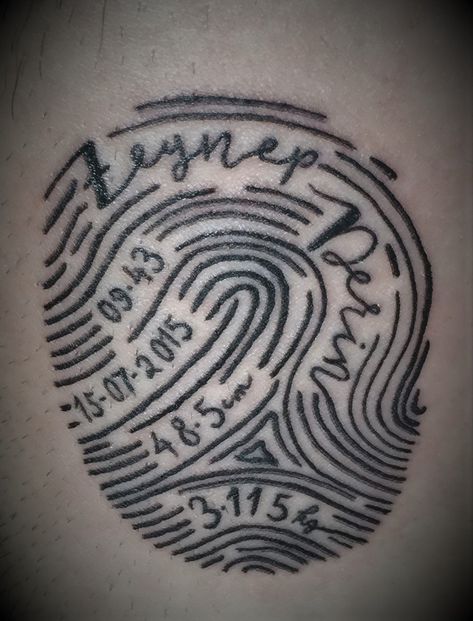 Fingerprint Tattoo For Men, Tattoo Ideas With Fingerprint, Fingerprint Sun Tattoo, Thumb Impression Tattoos, Tattoo For Widow Wife, Thumbprint Memorial Tattoo, Fingerprint Memorial Tattoos, Finger Print Tattoo Memorial, Small Fingerprint Tattoos