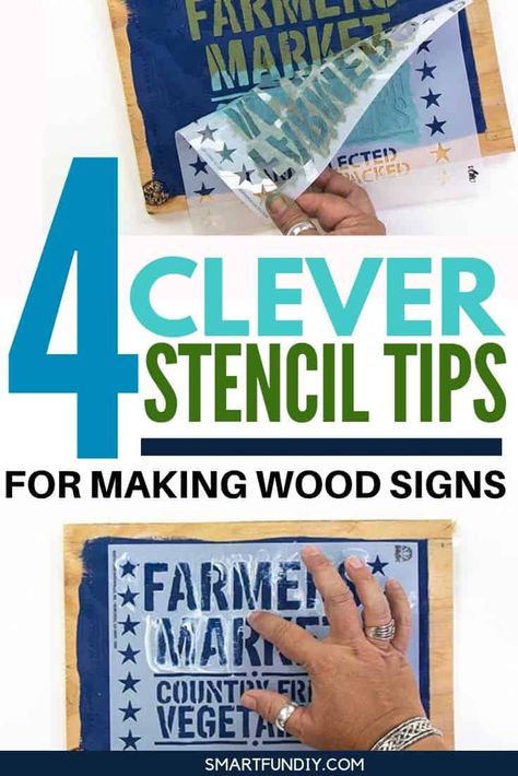 I am so excited to find these stencil tips! Last I stenciled it was a disaster - these tips for making a wood sign with stencils and paint is going to make DIY farmhouse signs so easy! #smartfundiy #farmhouse #stencil #paint #chalkpaint #painting #crafts #DIY Cricut Materials, Sign Lettering, Stencil Paint, Smallwoods Signs, Build A Dog House, Stencils Tutorials, Stencil Wood, Stencils For Wood Signs, Stencil Ideas