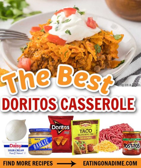 Ground Beef And Doritos Recipes, Doritos Casserole With Ground Beef, Doritos Casserole Recipes, Doritos Recipes, Comfort Food Recipes Casseroles, Doritos Casserole, Beef Taco Seasoning, Casserole With Ground Beef, Best Casserole