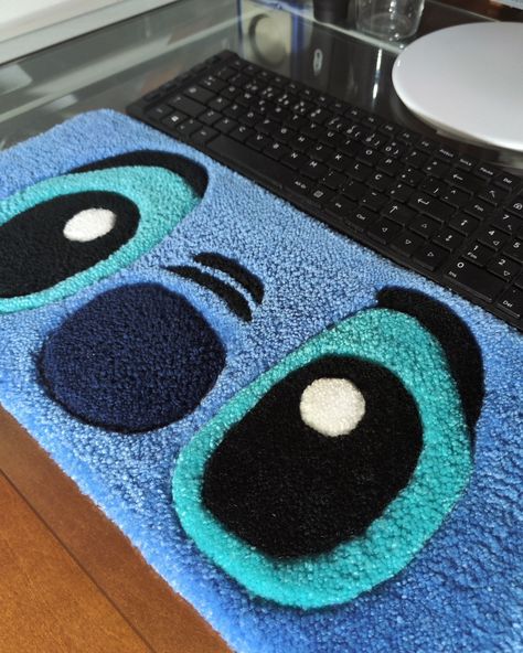 Stitch Keyboard Rug 🫣 . . . #tuftingrug #customrugs #handmade #homedecoration #interiordesign #embroidery #stitch #liloandstitch #disneygram #cartoons #keyboard #gaming #pcgamer #craft Tufted Keyboard Rug, Stitch Keyboard, Rug Tufting Ideas, Tufting Art, Keyboard Rug, Cartoon Rug, Stitch Rug, Tufting Rugs, Tufting Ideas