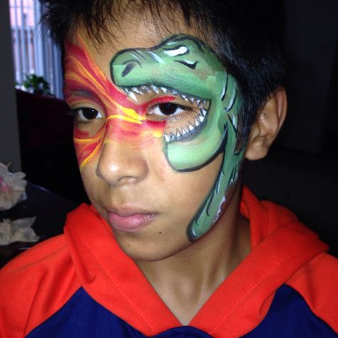 Godzilla Snake Face Paint, Animal Face Paintings, Bodysuit Tattoos, Face Painting For Boys, Halloweenský Makeup, Cheek Art, Face Painting Easy, Kids Face Paint, Simple Face