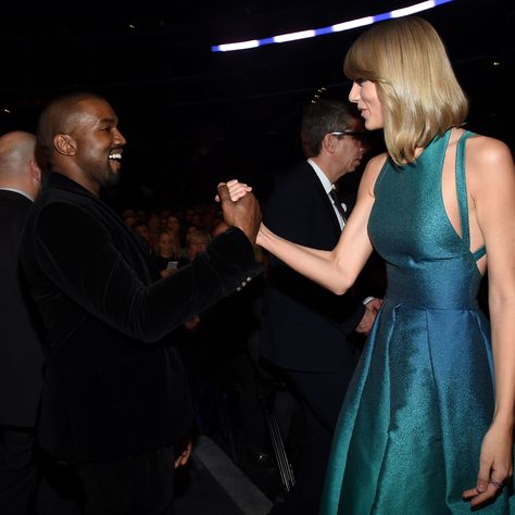 Breaking: Kanye West and Taylor Swift Are Officially Best Friends  - ELLE.com Kanye Taylor, Kim Kardashian Snapchat, Taylor Swift Kanye West, Kanye West Songs, Grammys 2015, Kanye West And Kim, Playing The Victim, Swift Photo, Taylor Swift Funny