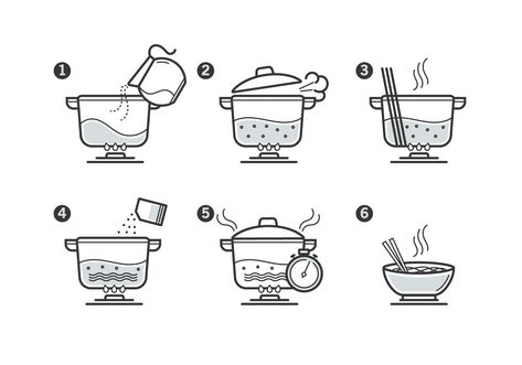 Cooking Instruction Icon Set Cooking Instructions Design, Sequential Drawing, Visual Instructions, Cooking Icon, Communication Illustration, Manual Design, Recipe Journal, Free Icon Set, Ui Patterns