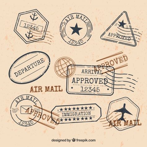 Green Logo Design, Postage Stamp Design, Travel Stamp, Passport Stamps, Stamps Collection, Retro Vector, Hand Drawn Lettering, Letter Stamps, Vintage Lettering