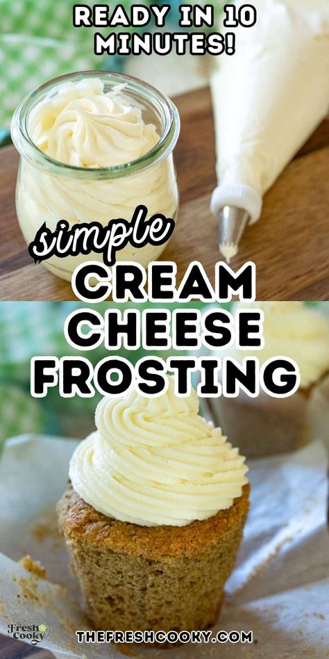 Learn how to make the best cream cheese frosting! Rich, smooth, and tangy, it’s ideal for spreading on cakes or piping for a beautiful finish. Get the easy recipe on TheFreshCooky.com Piping Frosting Recipe, Easy Cream Cheese Frosting, Cream Cheese Icing Recipe, Cream Cheese Frosting Easy, Carrot Cake Recipe Easy, Vanilla Cream Cheese Frosting, Cheese Frosting Recipe, Frosting Recipes Easy, Cream Cheese Frosting Recipe