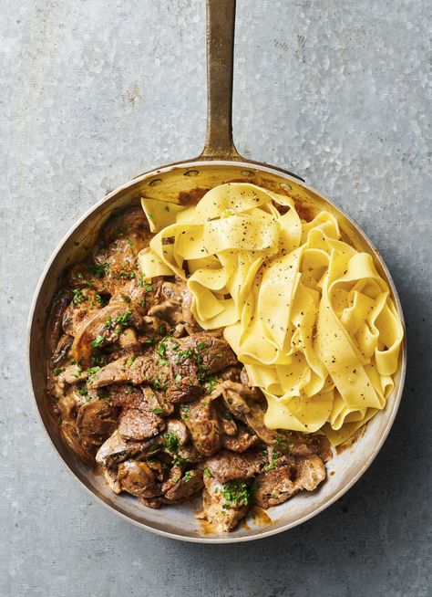 2 Pappardelle Recipes, Dish Magazine, Pappardelle Recipe, Pappardelle Pasta, Beef Cheeks, Beef Strips, Stroganoff Recipe, Cooking With Olive Oil, Beef Stroganoff