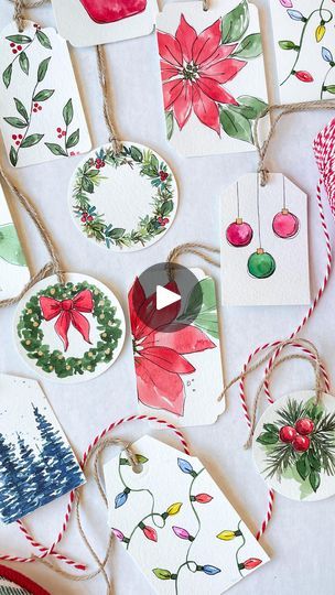 Watercolor Christmas Tags, 12 Days Of Christmas Cards, Acrylic Artists, Watercolor Christmas Cards, Navidad Diy, December 1st, Art Water, Watercolor Christmas, Christmas Tags