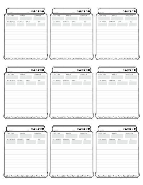 D&d Printables, Dnd Binder Organization, D&d Spell Cards, Dnd Spell Sheet, Dm Binder, Dnd 5e Spell Cards, Dnd Materials, Dnd Cards, 5e Spell Cards