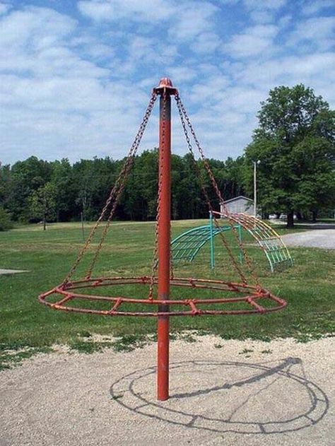 Witches Hat. Another lethal playground ride. Park Life, Teeter Totter, Jungle Gym, Monkey Bars, Merry Go Round, Playground Equipment, Swing Set, Happy Memories, The Good Old Days