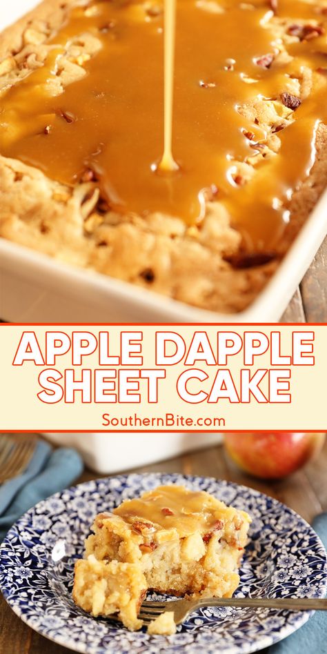 Apple Dapple Sheet Cake Brown Sugar Caramel Sauce, Apple Dapple Cake, Apple Dapple, Brown Sugar Caramel, Cake Bundt, Apple Treats, 1950s Food, Tube Pan, Fried Recipes