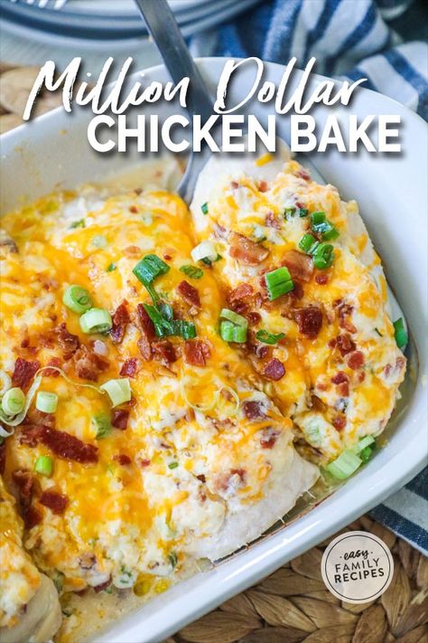 Million Dollar Chicken Bake · Easy Family Recipes Million Dollar Chicken Bake, Million Dollar Chicken, Bake Easy, Cheese Cheddar, Dinner Rotation, Chicken Bake, Easy Baked Chicken, Easy Chicken Dinner Recipes, Recipes Quick